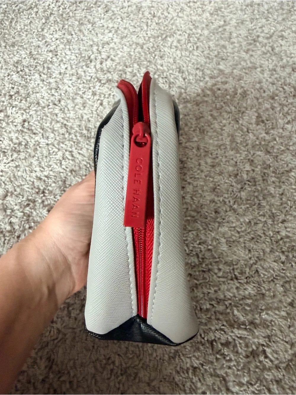 Cole Haan Black Travel Pouch with Red Zip